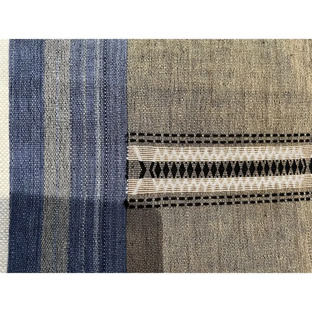 New McGee & Co Linen Blend Accent‎ Pillow Cover Beige Blue Tan Textured